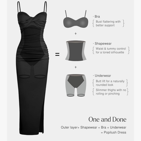 Chic Black Dress With Built In Shapewear NWT - Picture 2 of 16